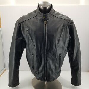 Unik Premium Leather Bomber Motorcycle Jacket  Black w/ Zip Out Liner  Men's 48